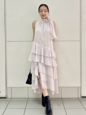 SNIDEL（スナイデル）の「カラーブロッキングレースワンピース（ドレス