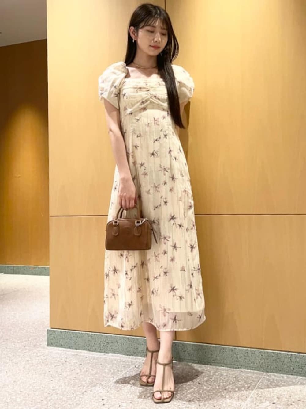 BLK0 ✴︎ SNIDEL スナイデル ラメドビーシフォンプリントワンピース