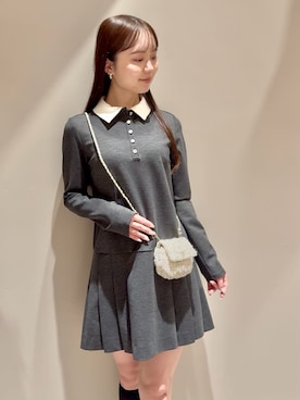 SNIDEL 衿つきプリーツカットミニワンピース GRY 1 新作 衿つき