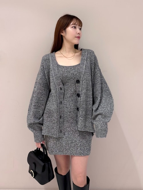 SNIDEL ミニニットワンピース ニットジャケット グレー 2点セット SNIDEL - ミニニットワンピース& ニットジャケットの通販 by