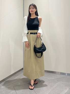 「LeSportsac（レスポートサック）の【SNIDEL×LeSportsac】CHAIN SM CONV HOBO（ショルダーバッグ、ブラック系）」を使った、SNIDELさんの夏コーディネート