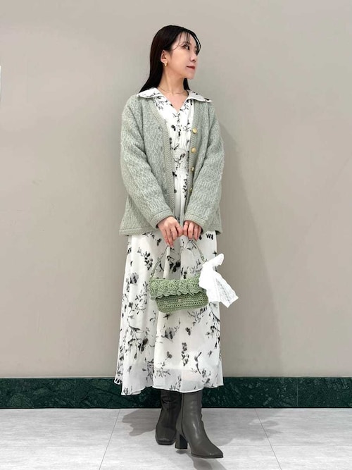 セール】ファーライクミドルニットジャケット（ノーカラージャケット