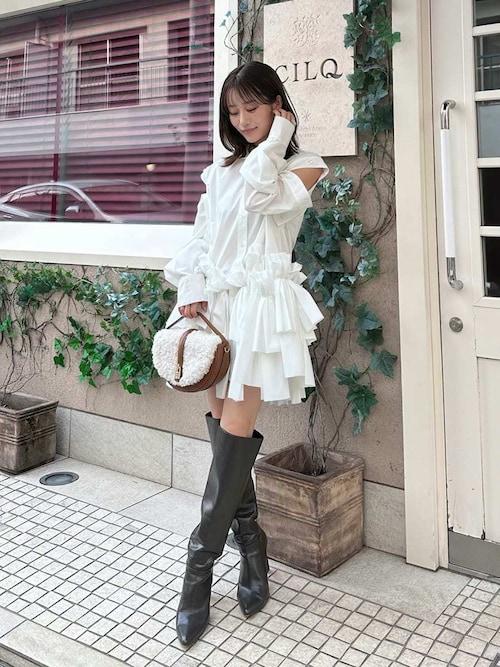 snidel スナイデル　リボンベルトシャツミディワンピース　S SNIDEL（スナイデル）の「リボンベルトシャツミディワンピース