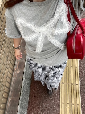 「アイテム（ボストンバッグ）」を使った、NUNさん（レディース・171cm）の秋コーディネート