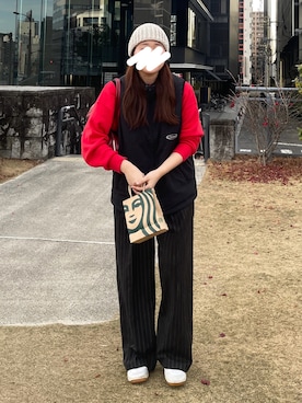 「アイテム（ボストンバッグ）」を使った、NUNさん（レディース・171cm・20代）の冬コーディネート