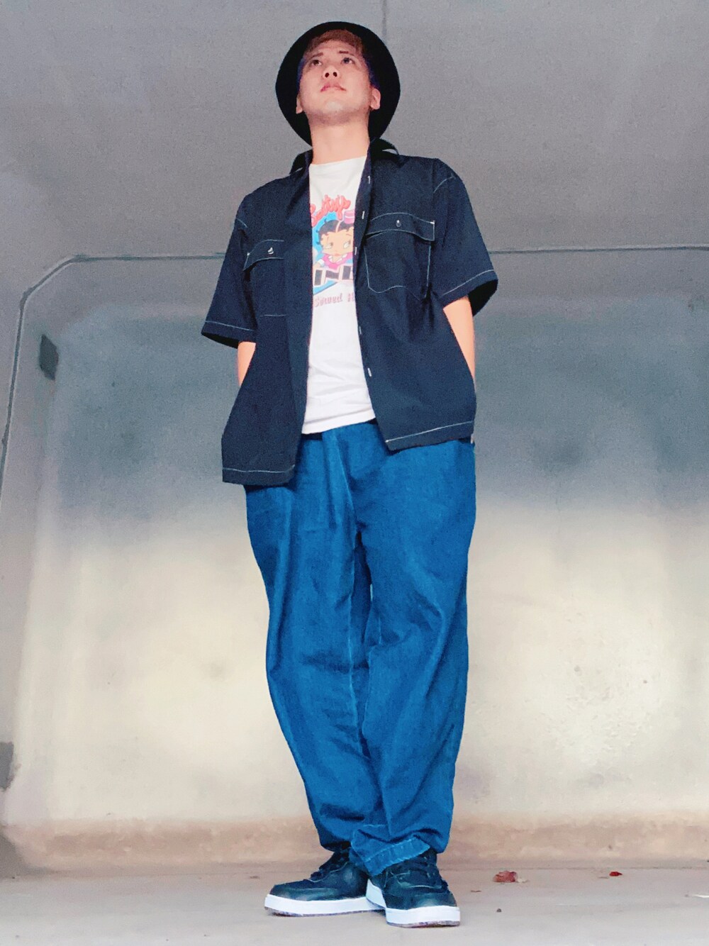「低身長男子、相互フォロー、大人カジュアル」｜「GUのアイテム（デニムパンツ、ブルー系）」を使った、りゅうぽすさん（メンズ・168cm）の秋コーディネートの1枚目の写真