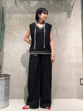 「高見え」｜「アイテム（スラックス）」を使った、ricoさん（レディース・161cm）の夏コーディネート