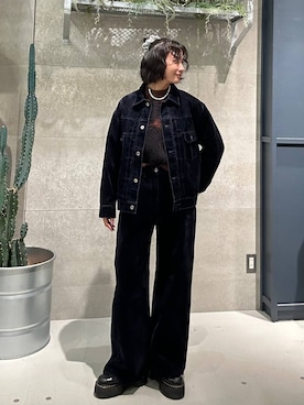 「アイテム（デニムジャケット）」を使った、ricoさん（レディース・161cm・20代）の冬コーディネート