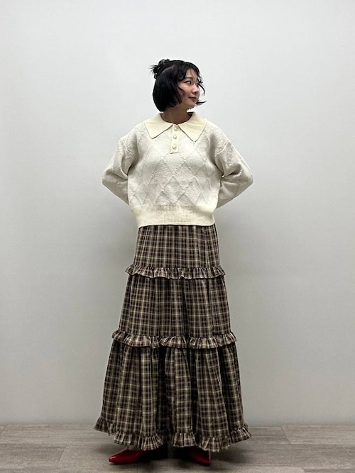 セール】ダイヤ柄ジャガードニットポロ（Tシャツ/カットソー