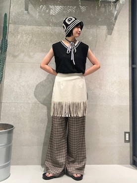「RAGEBLUE（レイジブルー）のアイテム（ニット/セーター）」を使った、ricoさん（レディース・161cm）の夏コーディネート