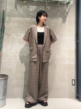 「アイテム（ベスト）」を使った、ricoさん（レディース・161cm・20代）の夏コーディネート