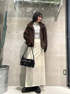 「RAGEBLUE（レイジブルー）のアイテム（ブルゾン）」を使った、ricoさん（レディース・161cm）の冬コーディネート