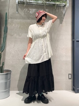 「RAGEBLUE（レイジブルー）のアイテム（ハット）」を使った、ricoさん（レディース・161cm）の夏コーディネート