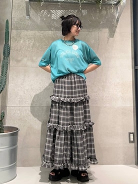 「RAGEBLUE（レイジブルー）のアイテム（スカート）」を使った、ricoさん（レディース・161cm）の夏コーディネート