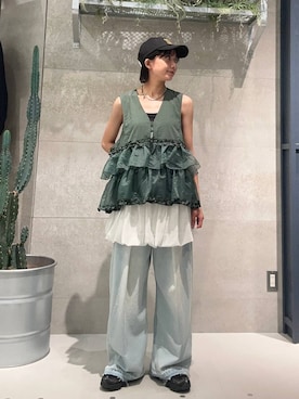 「アイテム（ベスト）」を使った、ricoさん（レディース・161cm・20代）の夏コーディネート