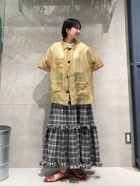 「RAGEBLUE（レイジブルー）のアイテム（スカート）」を使った、ricoさん（レディース・161cm）の夏コーディネート