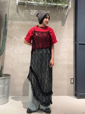「アイテム（ニットキャップ/ビーニー）」を使った、ricoさん（レディース・161cm）の夏コーディネート