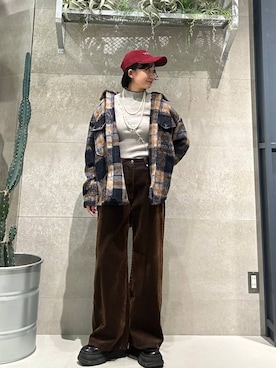 「RAGEBLUE（レイジブルー）のアイテム（キャップ）」を使った、ricoさん（レディース・161cm）の冬コーディネート