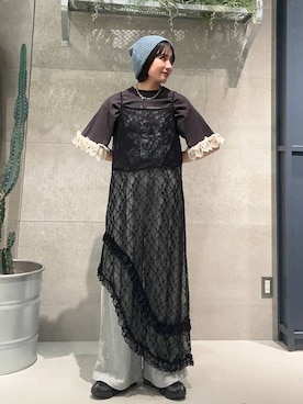 「アイテム（ニットキャップ/ビーニー）」を使った、ricoさん（レディース・161cm）の夏コーディネート