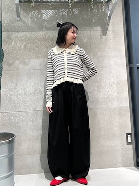 「RAGEBLUE（レイジブルー）のポインテッドトゥシューズ（パンプス、レッド系）」を使った、ricoさん（レディース）の春コーディネート