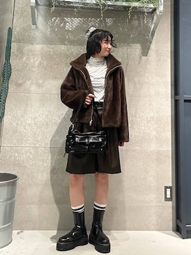 「RAGEBLUE（レイジブルー）のアイテム（ブルゾン）」を使った、ricoさん（レディース・161cm）の冬コーディネート