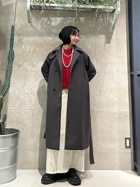 「アイテム（ステンカラーコート）」を使った、ricoさん（レディース・161cm・20代）の冬コーディネート