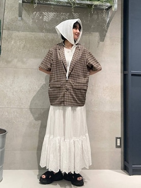 「アイテム（ストール/ショール）」を使った、ricoさん（レディース・161cm・20代）の夏コーディネート
