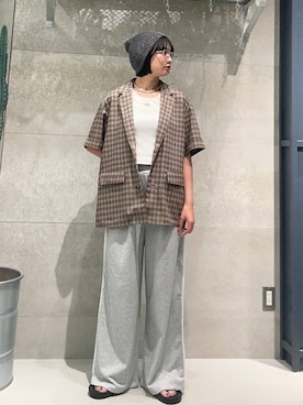 「アイテム（スウェットパンツ）」を使った、ricoさん（レディース・161cm・20代）の夏コーディネート