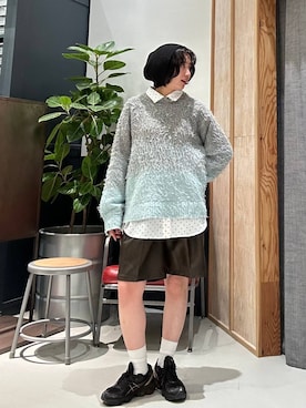 「RAGEBLUE（レイジブルー）のアイテム（スラックス）」を使った、ricoさん（レディース・161cm）の冬コーディネート