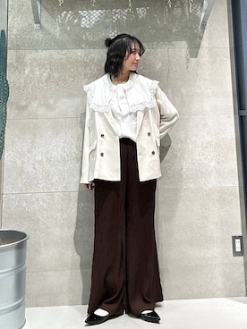 「RAGEBLUE（レイジブルー）のポインテッドトゥシューズ（パンプス、ブラック系）」を使った、ricoさん（レディース）の春コーディネート