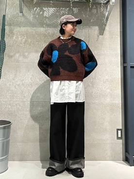 「RAGEBLUE（レイジブルー）のアイテム（Tシャツ/カットソー）」を使った、ricoさん（レディース・161cm）の秋コーディネート