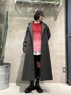 「アイテム（ステンカラーコート）」を使った、ricoさん（レディース・161cm・20代）の冬コーディネート