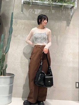 「アイテム（チノパンツ）」を使った、ricoさん（レディース・161cm）の夏コーディネート