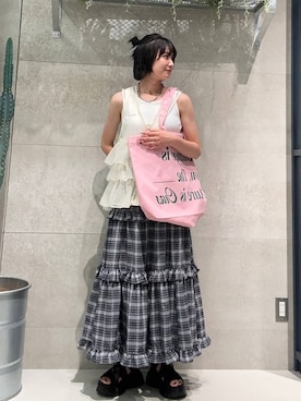 「RAGEBLUE（レイジブルー）のアイテム（ベスト）」を使った、ricoさん（レディース・161cm）の夏コーディネート