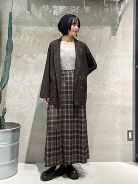 「RAGEBLUE（レイジブルー）のアイテム（Tシャツ/カットソー）」を使った、ricoさん（レディース・161cm）の秋コーディネート