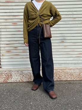 「くすみカラー」｜「アイテム（スリッポン）」を使った、Ochiさん（レディース・158cm）の秋コーディネート