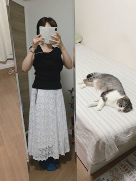 「So closeのアイテム（スカート、ホワイト系）」を使った、nanamaru0820さん（レディース・155cm）の夏コーディネート