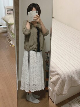 「So closeのアイテム（スカート、ホワイト系）」を使った、nanamaru0820さん（レディース・155cm）の夏コーディネート