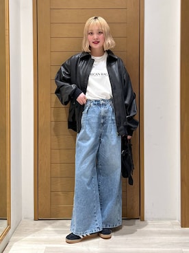 「BAYFLOW」｜「アイテム（ブルゾン）」を使った、orinさん（レディース・163cm）の冬コーディネート
