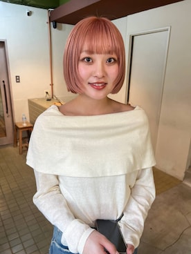 「BAYFLOW（ベイフロー）のオフショルフラップニットプルオーバー（ニット/セーター、ホワイト系）」を使った、orinさん（レディース・163cm）の春コーディネート
