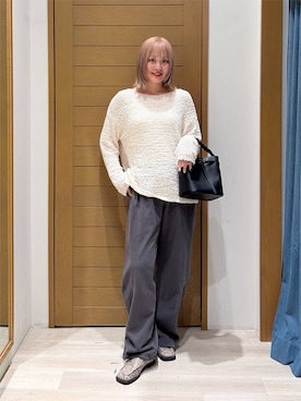 「BAYFLOW（ベイフロー）のギャザースクエアスリッポン（スリッポン、その他）」を使った、orinさん（レディース・163cm）の夏コーディネート
