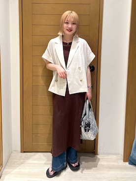 「アイテム（その他アウター、グレー系）」を使った、orinさん（レディース・164cm）の夏コーディネート