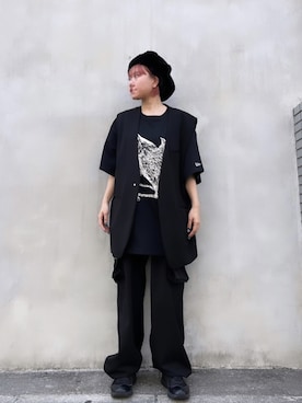 「Yohji Yamamoto（ヨウジヤマモト）のアイテム（Tシャツ/カットソー）」を使った、ツジモトさん（レディース・159cm）の春コーディネート