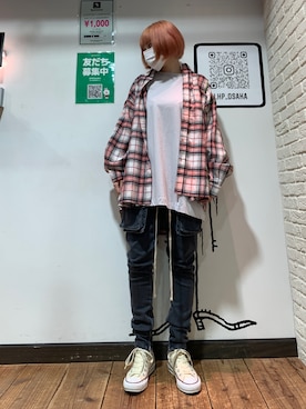 「DANKE SCHON（ダンケシェーン）のDankeSchon/ダンケシェーン/バイオウォッシュフラップパンツ（その他パンツ）」を使った、ツジモトさん（レディース・159cm）の夏コーディネート