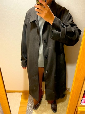「EMMA CLOTHES（エマクローズ）のアイテム（ステンカラーコート）」を使った、TAKESHIさん（メンズ・178cm）の秋コーディネート