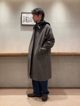 「アイテム（ステンカラーコート）」を使った、3566myさん（メンズ・172cm）の冬コーディネート