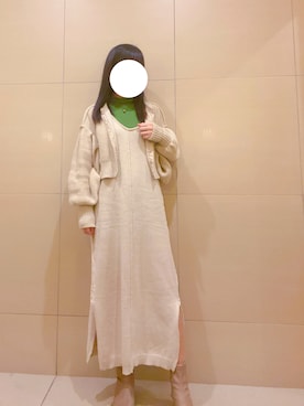「Kastane（カスタネ）の【SETアイテム】クロップドカーディガン×ワンピースSET（ワンピース）」を使った、sayさん（レディース・155cm）の冬コーディネート