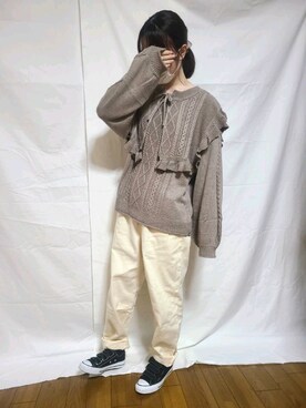 「moitytto」｜「アイテム（パンツ）」を使った、mopinoさん（レディース・156cm）の秋コーディネート