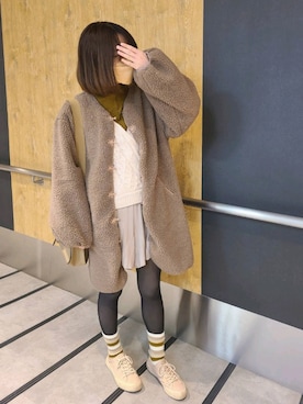「カシュクール」｜「アイテム（ブルゾン）」を使った、mopinoさん（レディース・156cm）の冬コーディネート