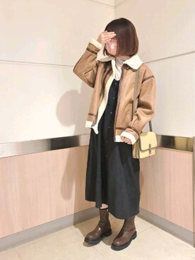 「ORiental TRaffic(ORiental TRaffic)」｜「アイテム（その他アウター）」を使った、mopinoさん（レディース・156cm）の冬コーディネート